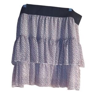 Deb Silk Blend Beige Floral Layered Mini Skirt Elastic Waist Lined Women's 3X